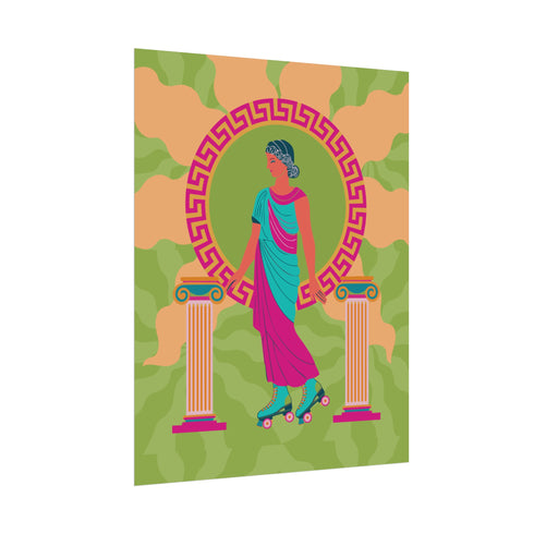 Roller Skating Grecian Goddess Art Print